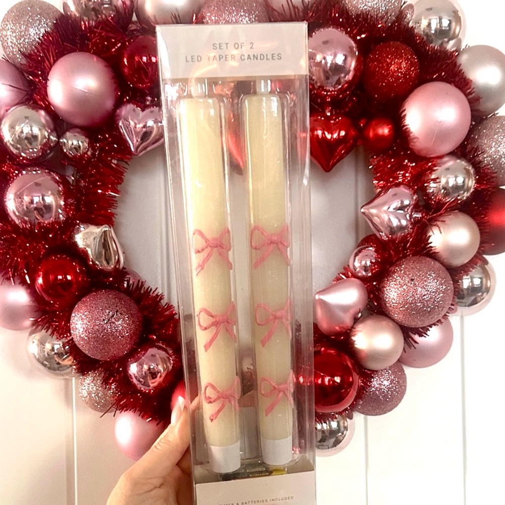 Pink Bow LED Candles